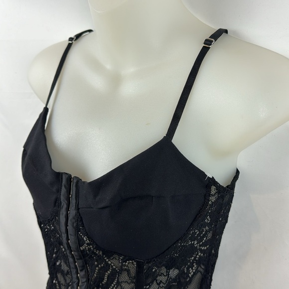 Free People Intimately Lace Mesh Night Rhythm Corset Black Bodysuit Size M - NEW - Picture 10 of 16